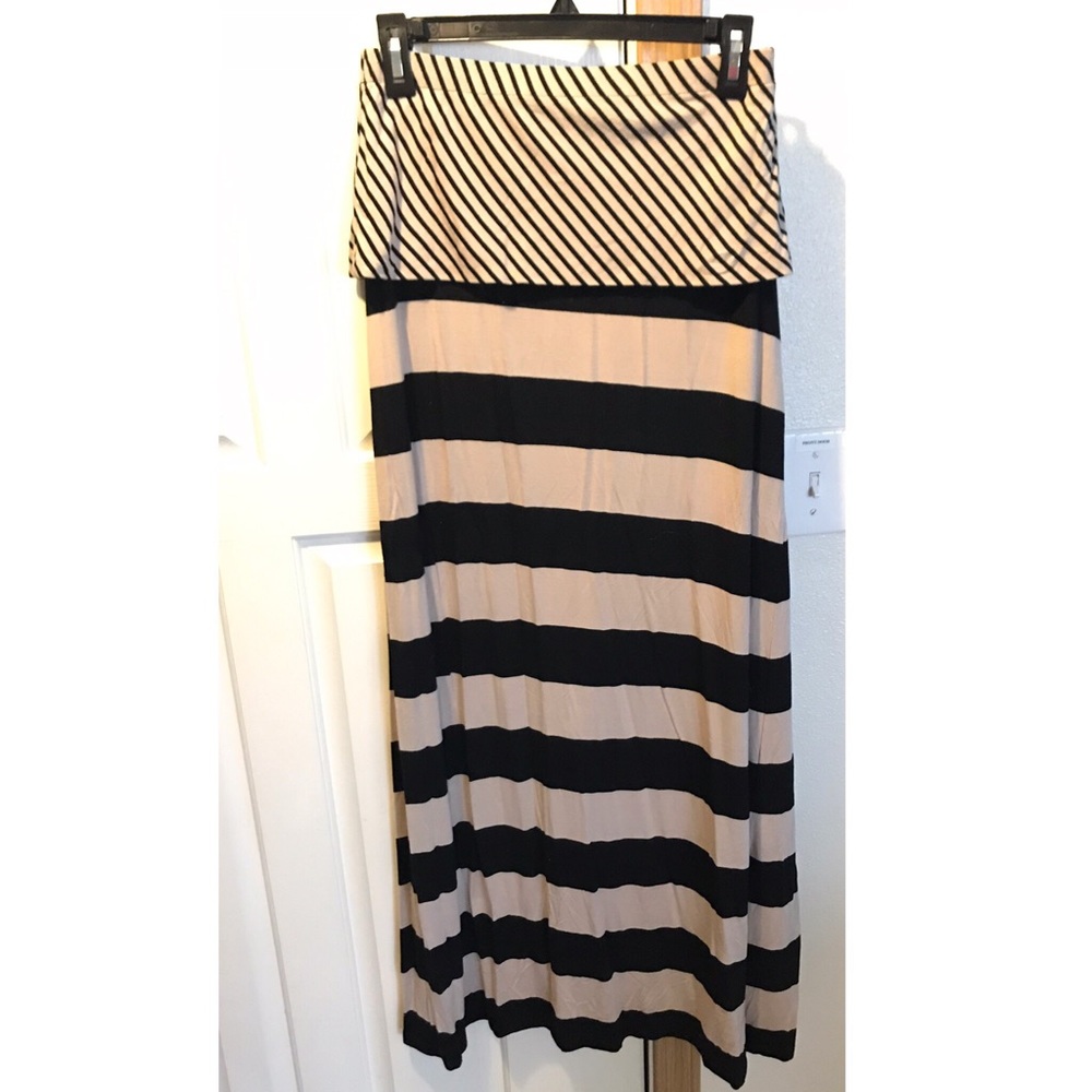 Black and Tan striped maxi skirt